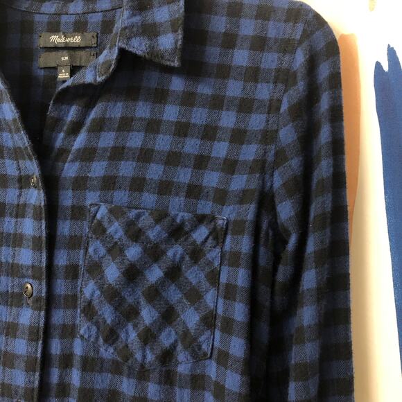 Madewell Black and Blue Gingham Long Sleeve Button Down Shirt Size Small - Picture 6 of 14
